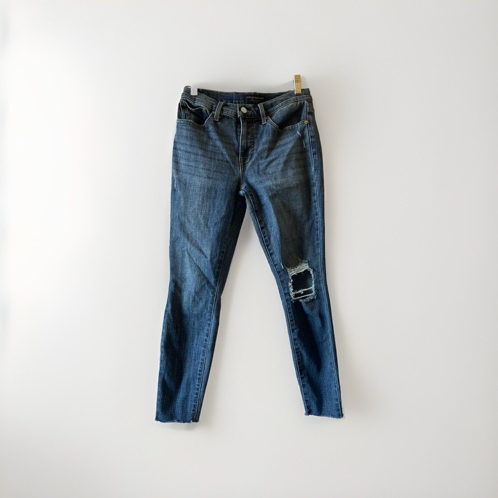 Lucky Brand Jeans Ava Mid Rise Skinny Distressed Blue 4/27 Reg